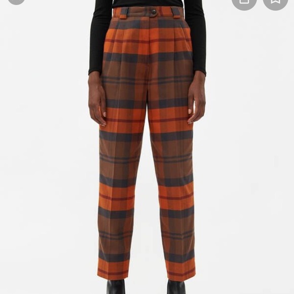 Rita Row Tapered Checkered Plaid Trousers Cotton Flannel Sz 40 - Picture 5 of 7